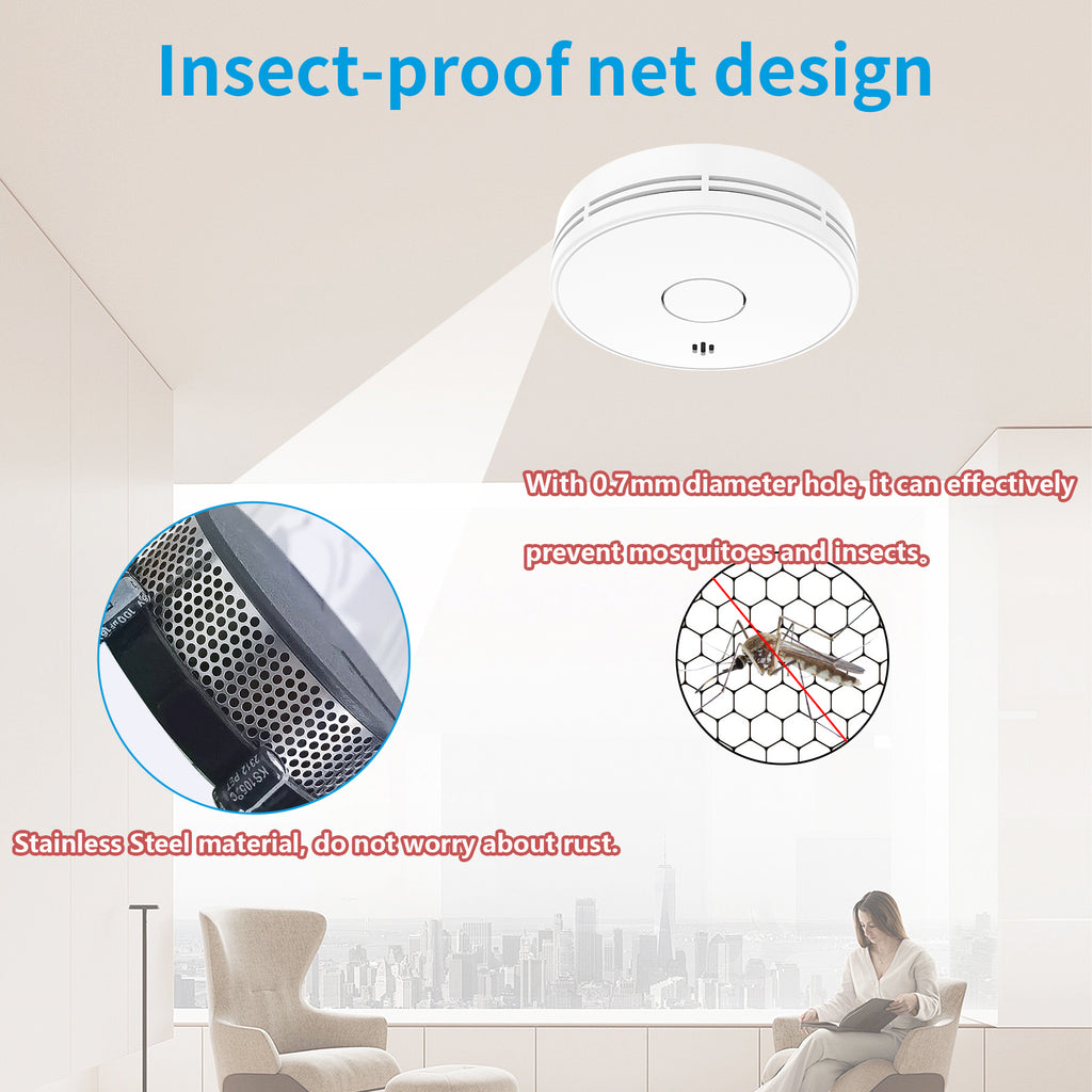 WiFi Smart Smoke Detector with Tuya App control, Wi-Fi Smoke Alarm with Sealed 10-Year Li-Battery, CE EN 14604, VS02W