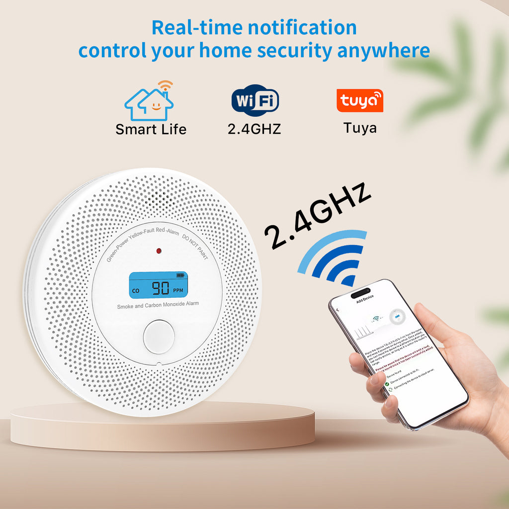 Smart Wifi Smoke & Carbon Monoxide Detector Combination Alarms with 10 Years Battery life VCS62W