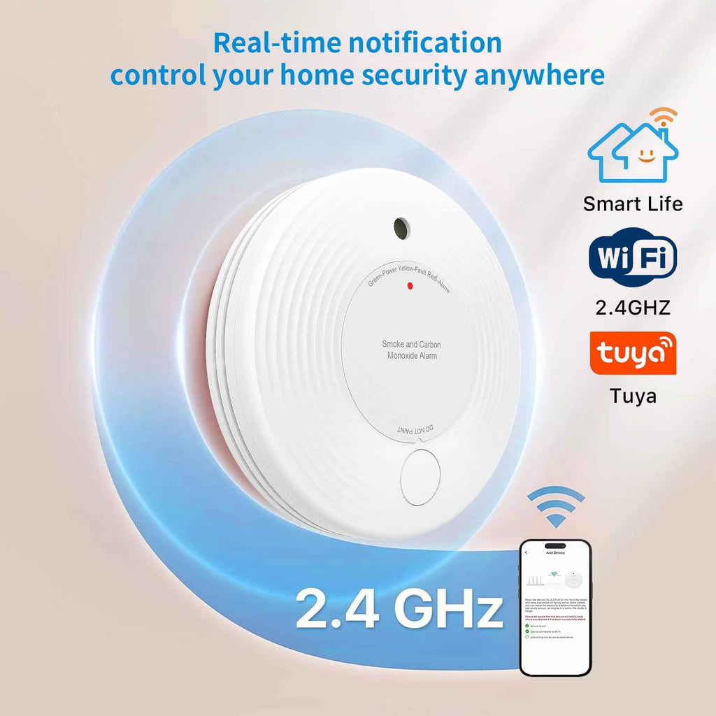 Smart Wifi Smoke & Carbon Monoxide Detector Combination Alarms with 10 Years Battery life VCS51W