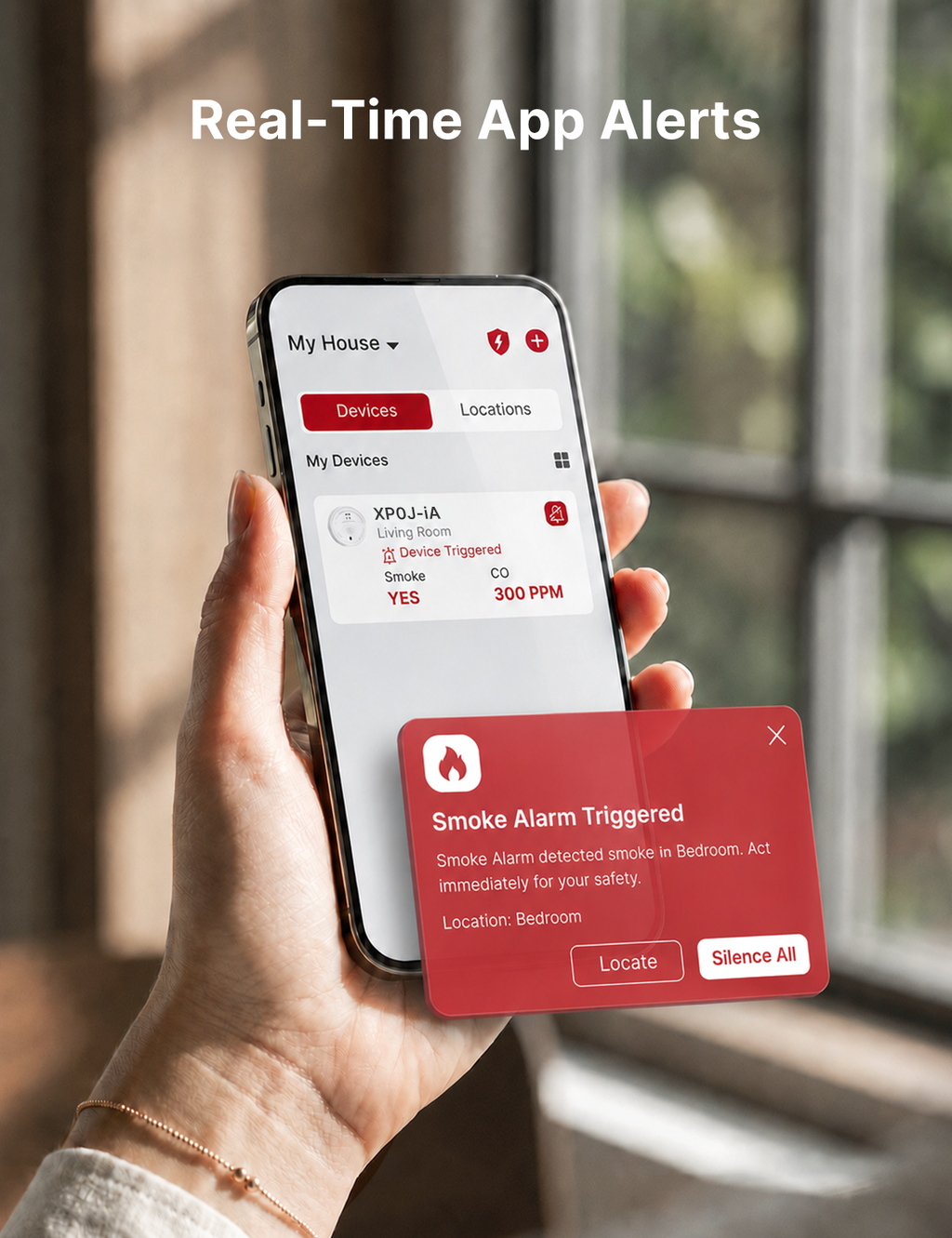 XP0J-iA Smart Hardwired Smoke and CO Alarm with Voice Alerts