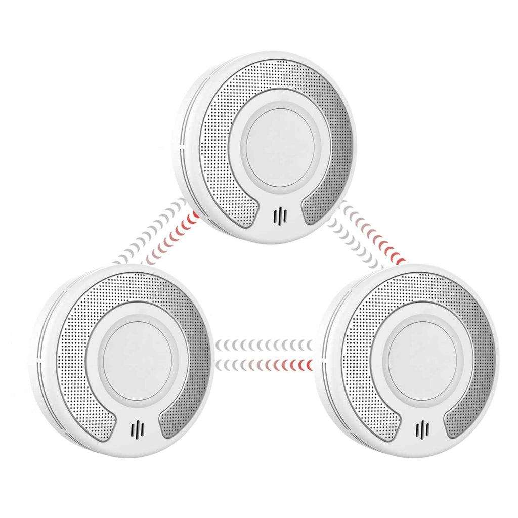 Wireless Interlinked Smoke Alarm 10 Years Battery Interconnected Smoke Detector with LED Indicator & Silence Button VS03F