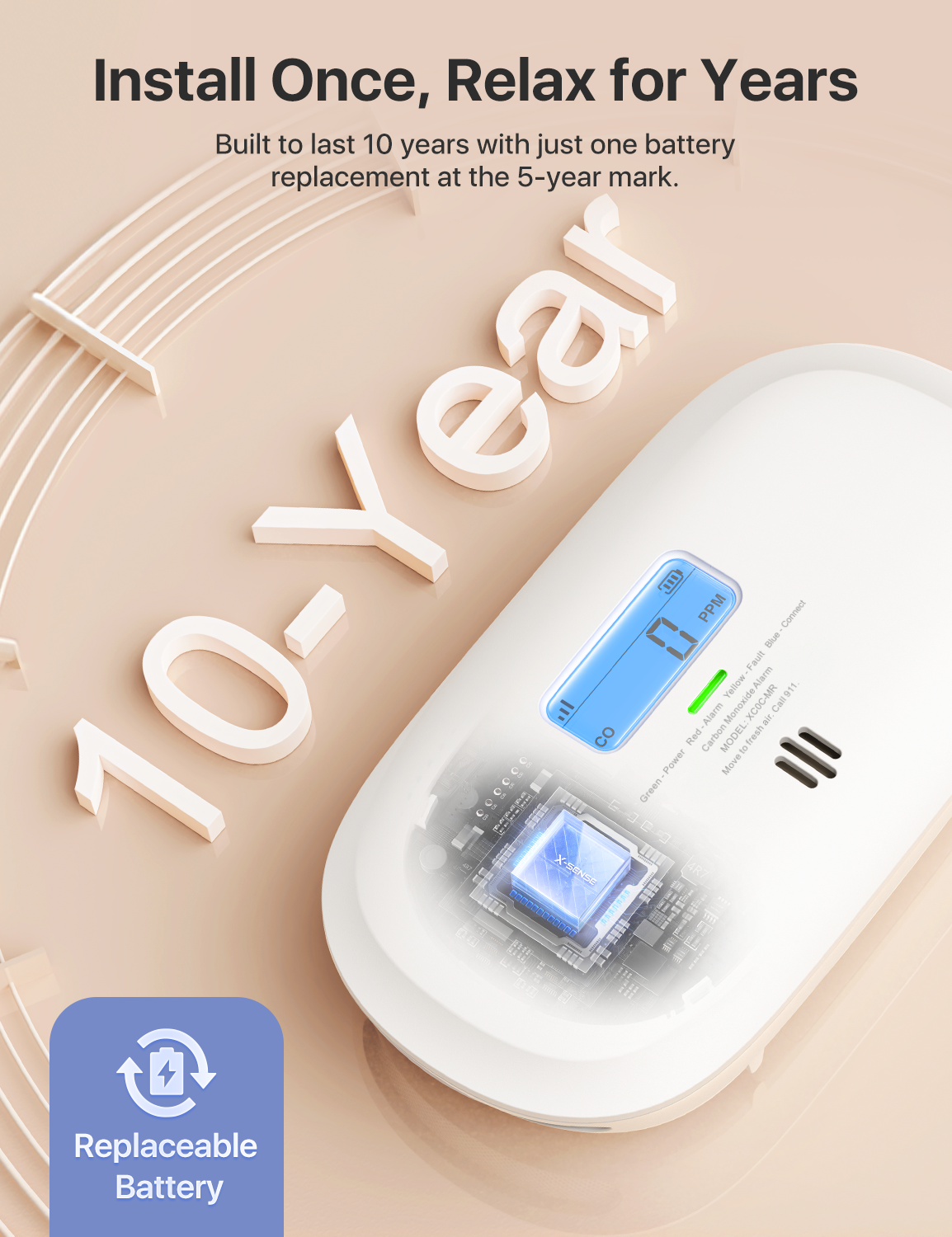 XC0C-MR Interconnected Smart Carbon Monoxide Alarm