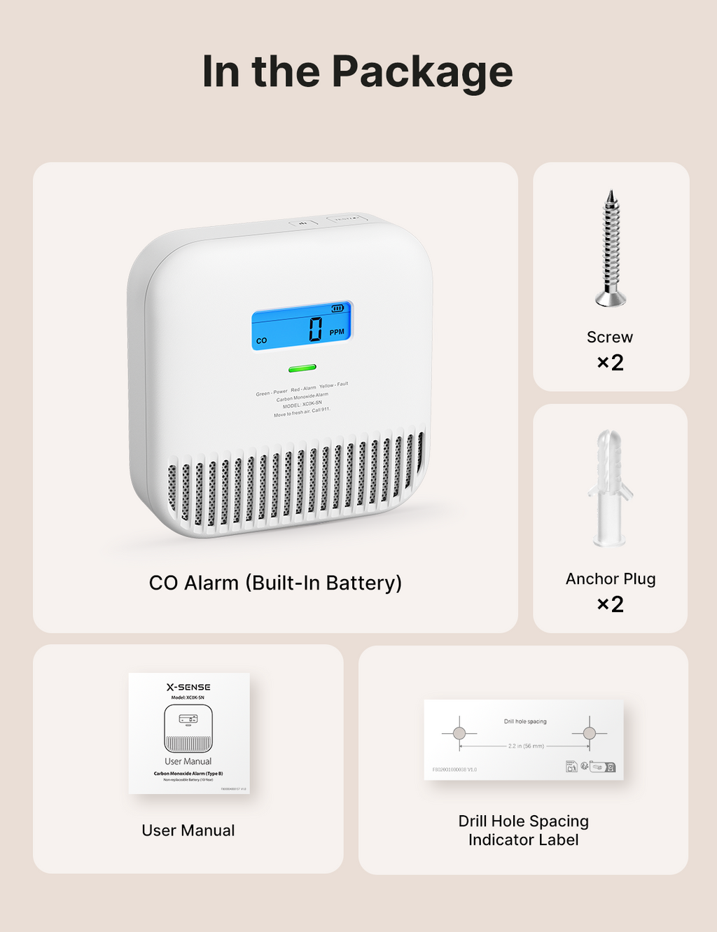 XC0K-SN Standalone Carbon Monoxide Alarm