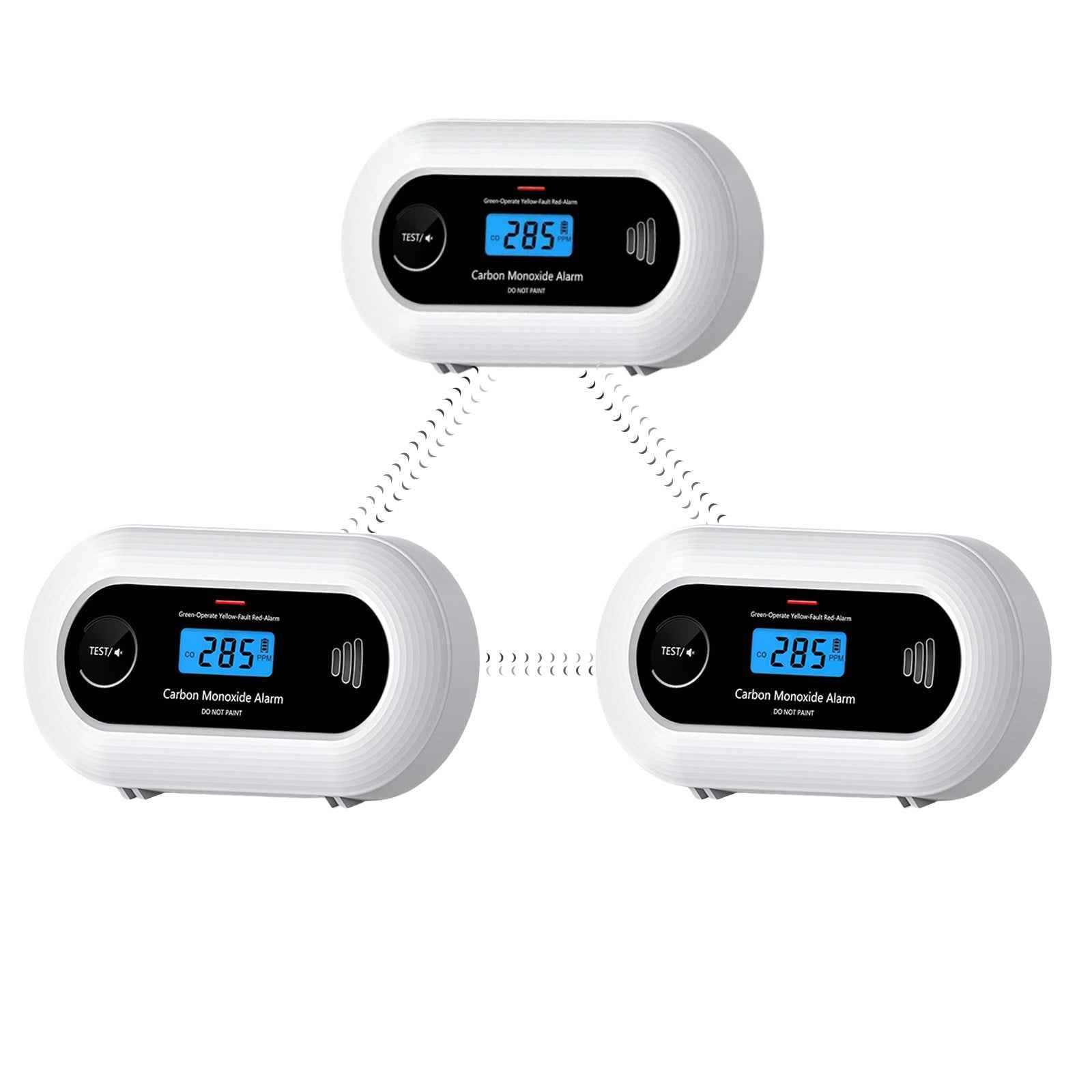 Wireless Interlinked Carbon Monoxide Alarm, Wireless interconnected CO Detector with 10 Years Battery EN50291-CE VC21F