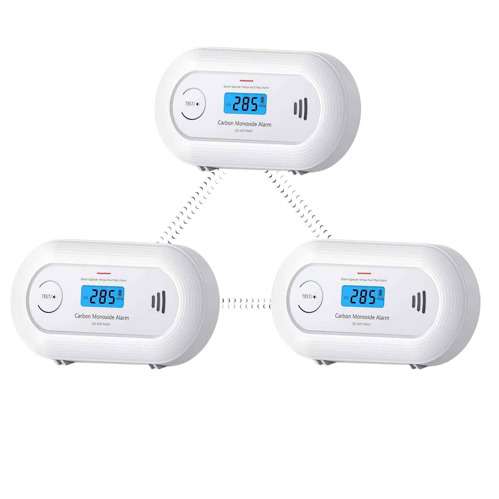 Wireless Interlinked Carbon Monoxide Alarm, Wireless interconnected CO Detector with 10 Years Battery EN50291-CE VC21F（副本）