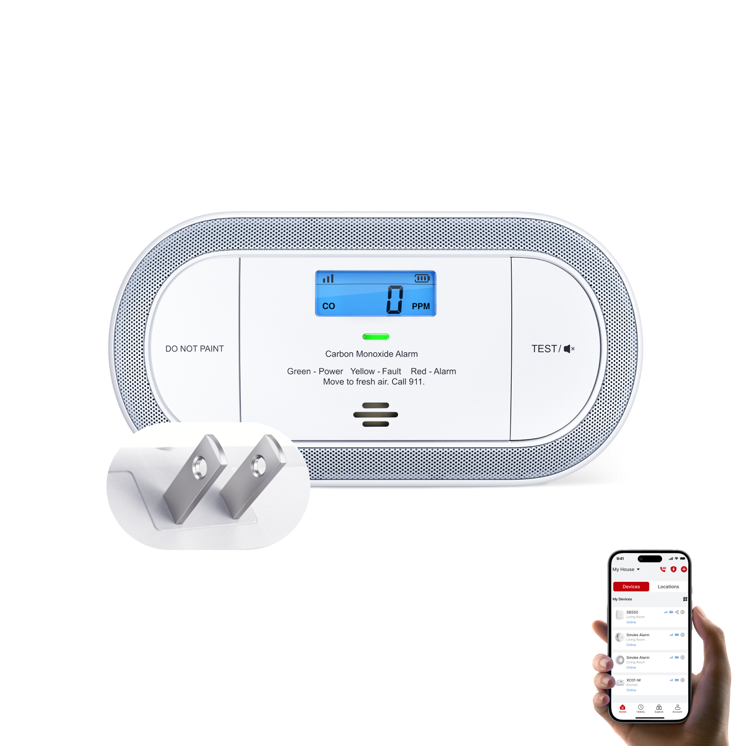XC0C-iA Plug-in Smart Carbon Monoxide Alarm
