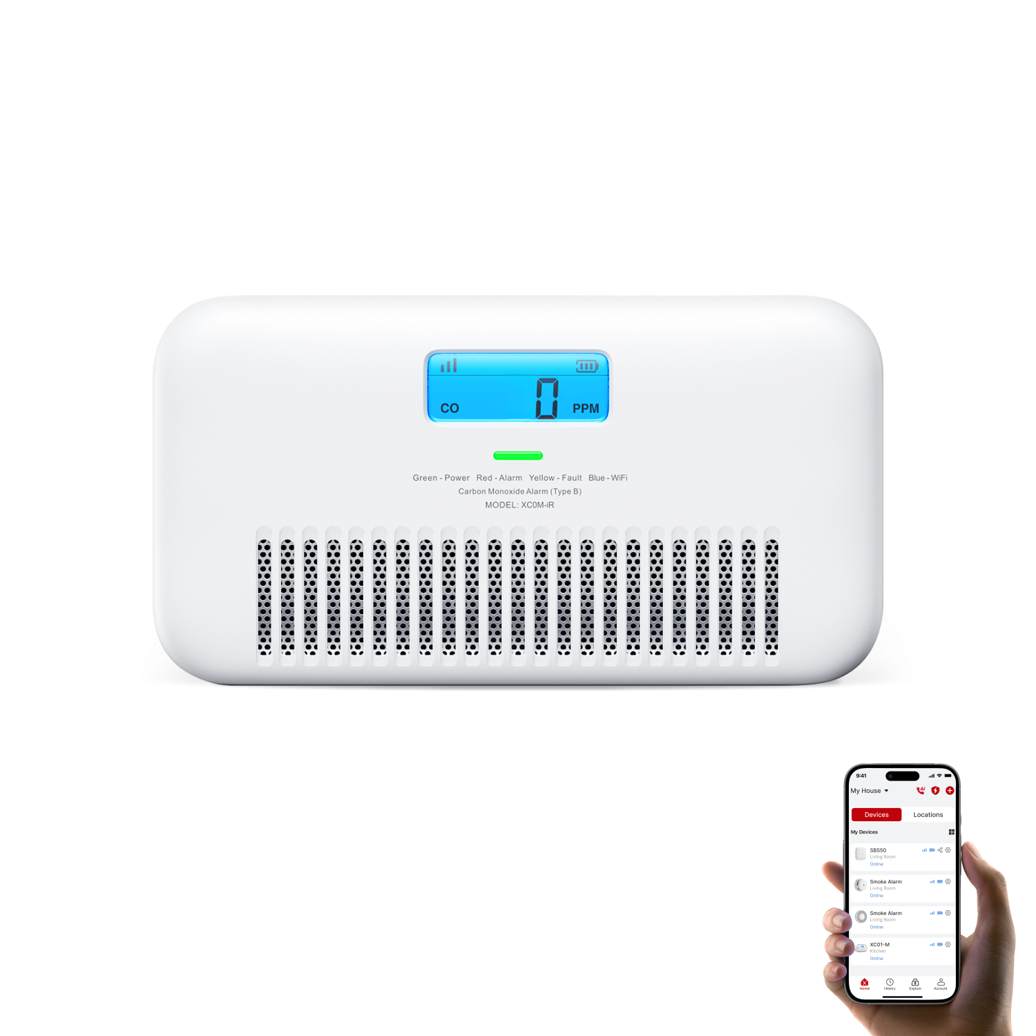 XC0M-iR Smart Carbon Monoxide Alarm with Voice Alerts