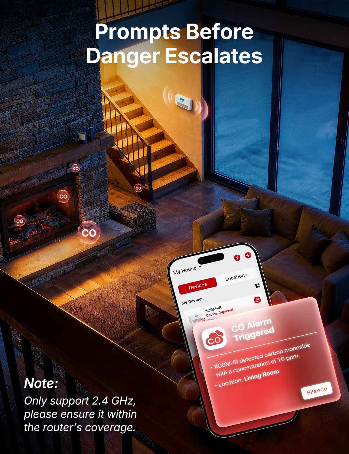 XC0M-iR Smart Carbon Monoxide Alarm with Voice Alerts