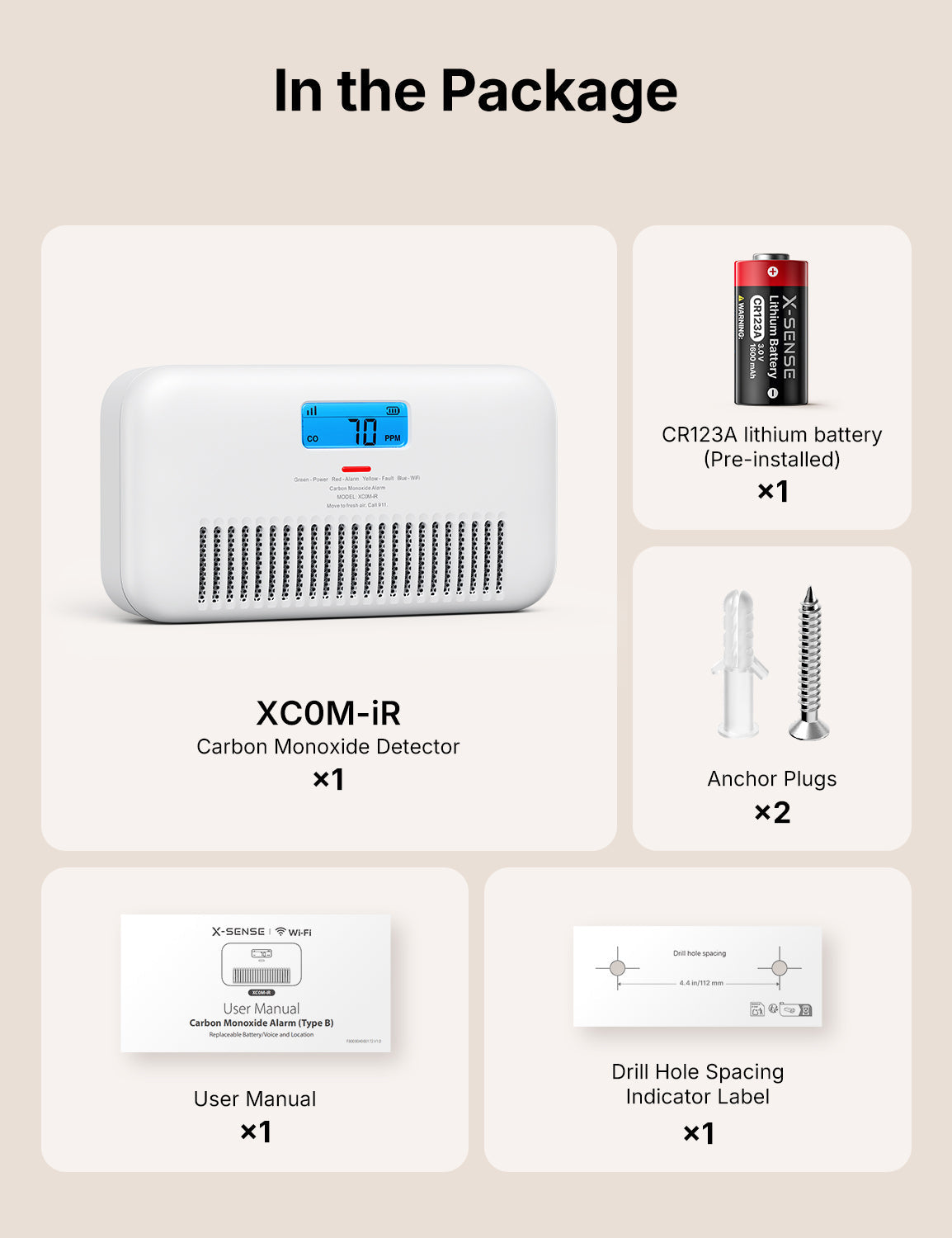 XC0M-iR Smart Carbon Monoxide Alarm with Voice Alerts