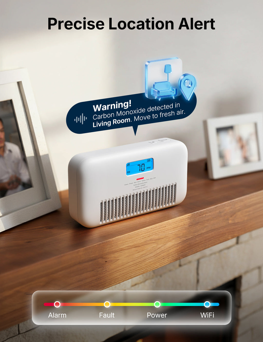 XC0M-iR Smart Carbon Monoxide Alarm with Voice Alerts