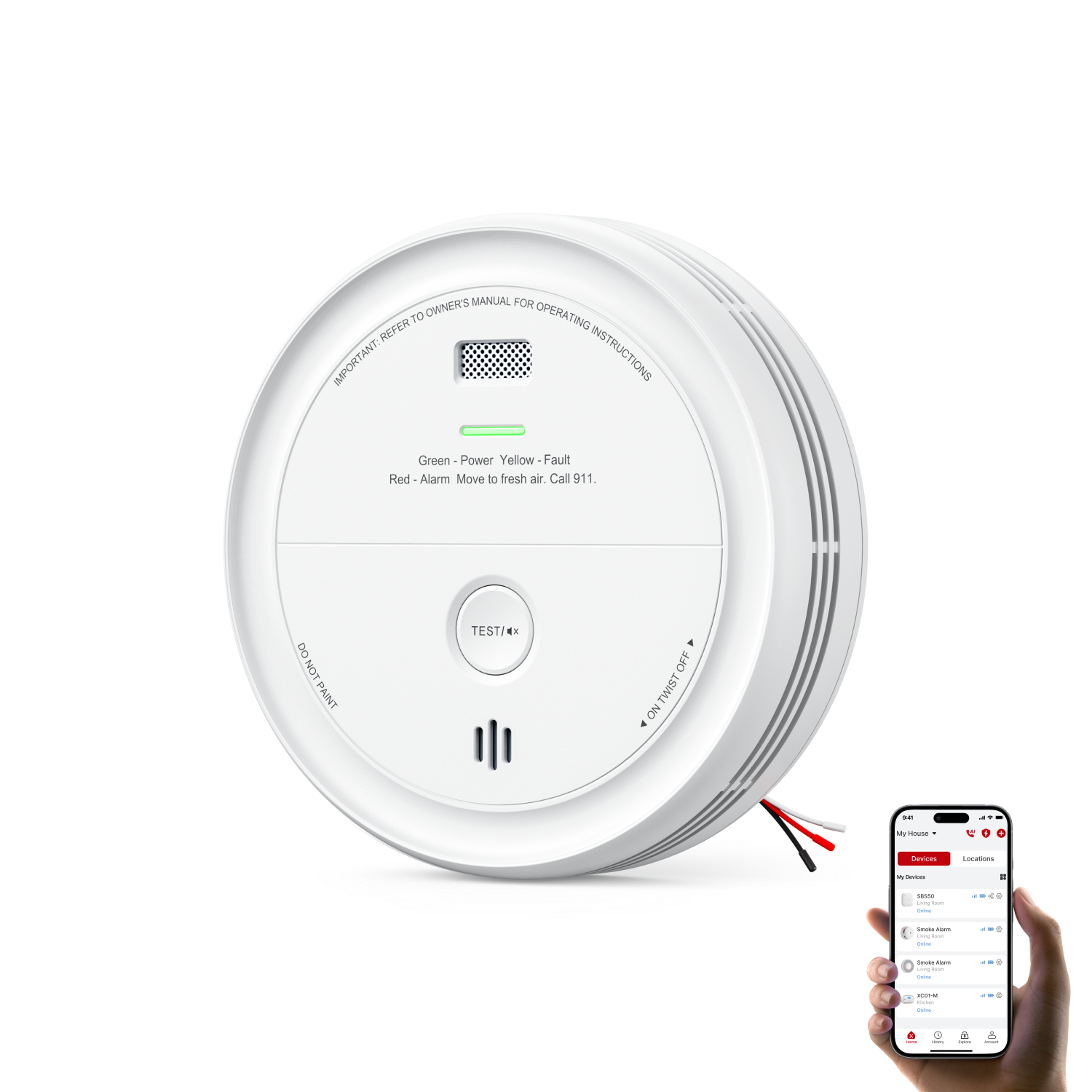 XP0J-iA Smart Hardwired Smoke and CO Alarm with Voice Alerts